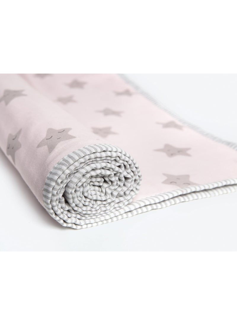 Masilo Masilo Organic Cotton Mulmul Dohar Blanket Crib/Cot- Light & Soft Summer Ac Blanket-Babies 0 to 3 Years - Star Pink  - Image 4