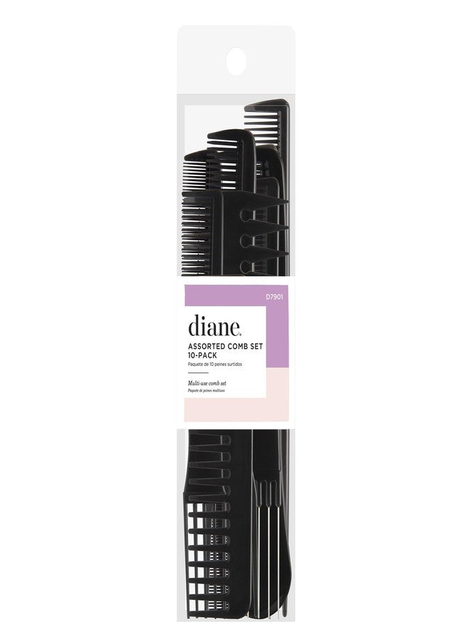 Diane D7901 Assorted Comb Kit - 10 PC Set (Black)