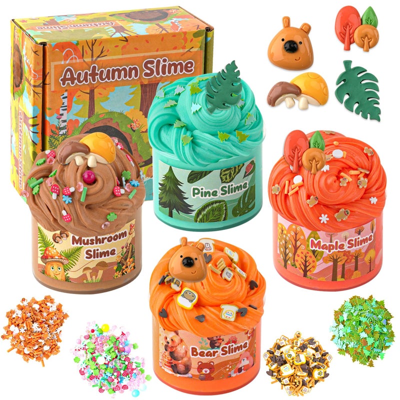Okaybee 4 Pack Autumn Butter Slime Super Soft NonSticky Slime Kit for Girls Boys Slime Party Favors for Kids Sensory Toys Holiday Birthday Easter Hallowmas Christmas Girls Gifts Boys Gifts - Image 2