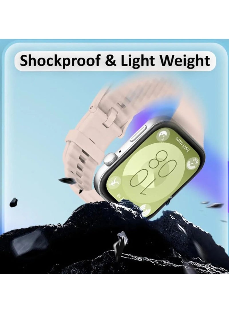 Silicone Strap Compatible with Huawei Watch Fit 3, Adjustable Silicone Sport Watch Band Replacement Wristband for Men Women (Sand Pink) - Image 4