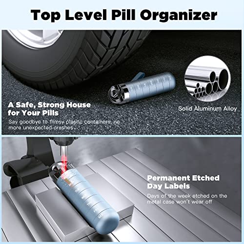Zannaki Metal Travel Pill Organizer, Portable Waterproof Weekly Pill Box, Large Aluminum Alloy Pill Case Container, BPA Free 7 Day Daily Medicine Organizer Holder for Vitamin, Fish Oil, Supplement - Image 5