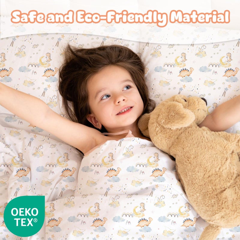 LONAVA Twin Size Printed Kids Sheet Set - 3 Piece Wrinkle-Free Cute Luxurious Soft Microfiber Sheet  OEKO-TEX Certified  Deep Pockets  Breathable & Elastic  Dino Adventure - Image 2