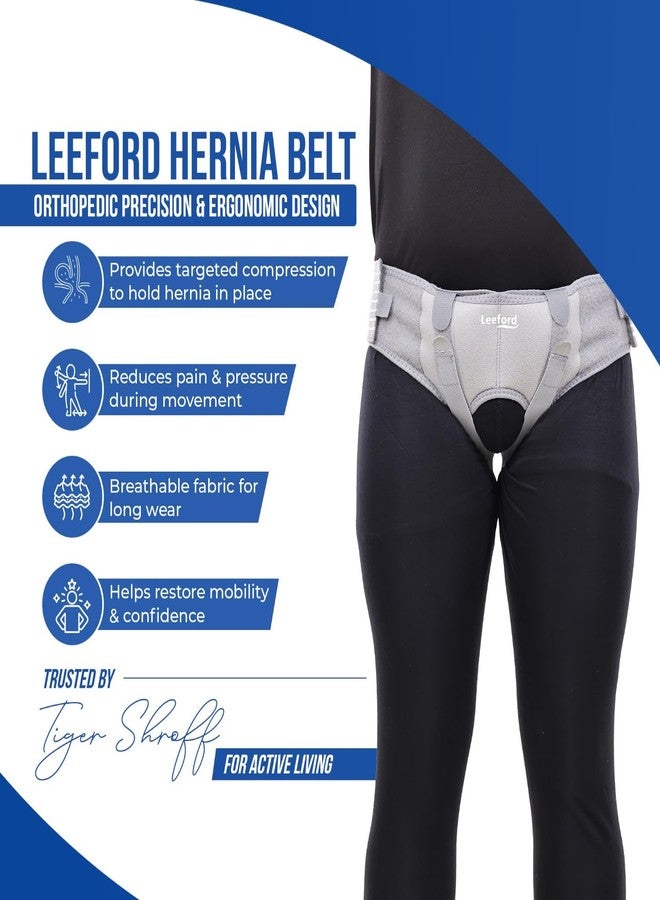 Leeford Hernia Belt for Men | Inguinal Hernia Support with Removable Pads | Adjustable, Soft & Breathable Pain Relief Belt – Size M - Image 4