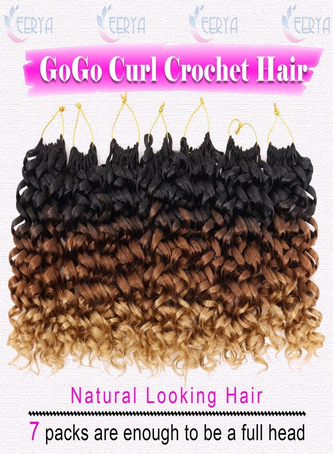 Eerya 7 Packs GoGo Curl Crochet Hair 8 Inch Short Curly Crochet Hair for Women Deep Wave Beach Curl Crochet Braids Synthetic Braiding Hair Extensions(8 Inch, T1B/30/27) - Image 3