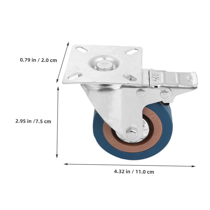4 قطع من عجلات الكاستر الدوارة الثقيلة مع فرامل لوحة من الفولاذ المقاوم للصدأ للأثاث والمعدات الصناعية - Image 3