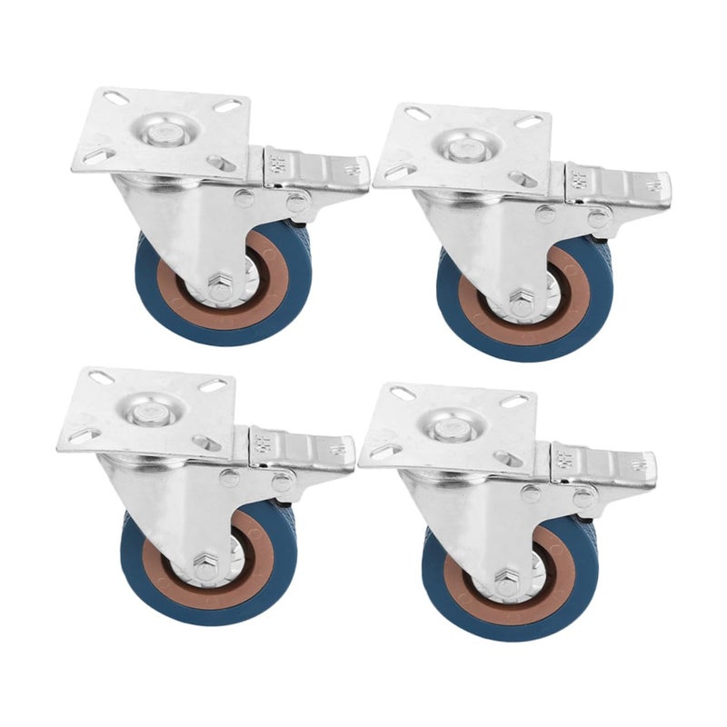 4 قطع من عجلات الكاستر الدوارة الثقيلة مع فرامل لوحة من الفولاذ المقاوم للصدأ للأثاث والمعدات الصناعية - Image 1