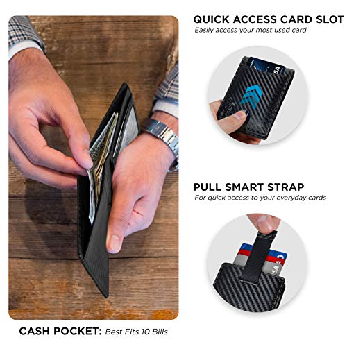 SERMAN BRANDS محفظة سیرمان براندز RFID مضادة للتداخل نحيفة ثنائية الطي من الجلد الطبيعي لمحافظ الجيب الأمامية للرجال هدية محفظة رجال (أسود حديث 2.0) - Image 4