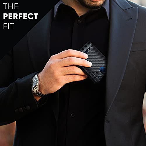 SERMAN BRANDS محفظة سیرمان براندز RFID مضادة للتداخل نحيفة ثنائية الطي من الجلد الطبيعي لمحافظ الجيب الأمامية للرجال هدية محفظة رجال (أسود حديث 2.0) - Image 2
