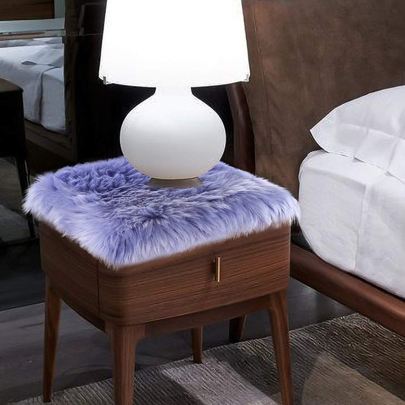Softlife Square Faux Fur Sheepskin Chair Cover Seat Cushion Pad Super Soft Area Rugs for Living Bedroom Sofa (1.6ft x 1.6ft  Lavender) 1 pack - Image 5