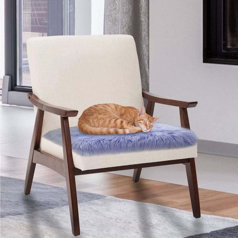 Softlife Square Faux Fur Sheepskin Chair Cover Seat Cushion Pad Super Soft Area Rugs for Living Bedroom Sofa (1.6ft x 1.6ft  Lavender) 1 pack - Image 4