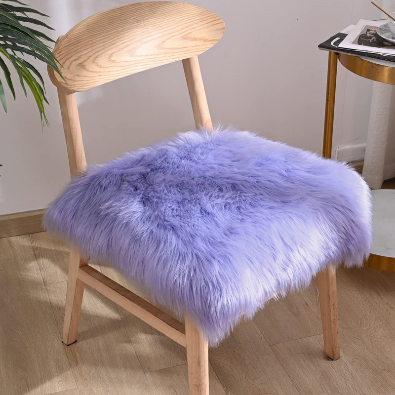Softlife Square Faux Fur Sheepskin Chair Cover Seat Cushion Pad Super Soft Area Rugs for Living Bedroom Sofa (1.6ft x 1.6ft  Lavender) 1 pack - Image 2