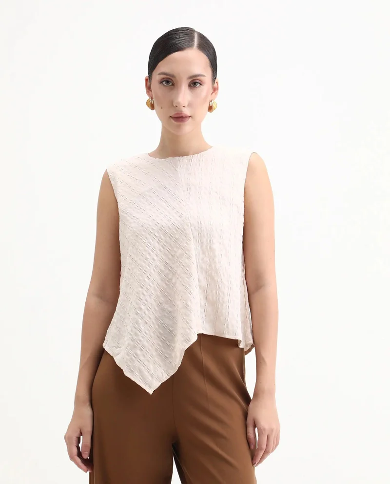 Rareism Women's Textured Fabric Sleeveless Top