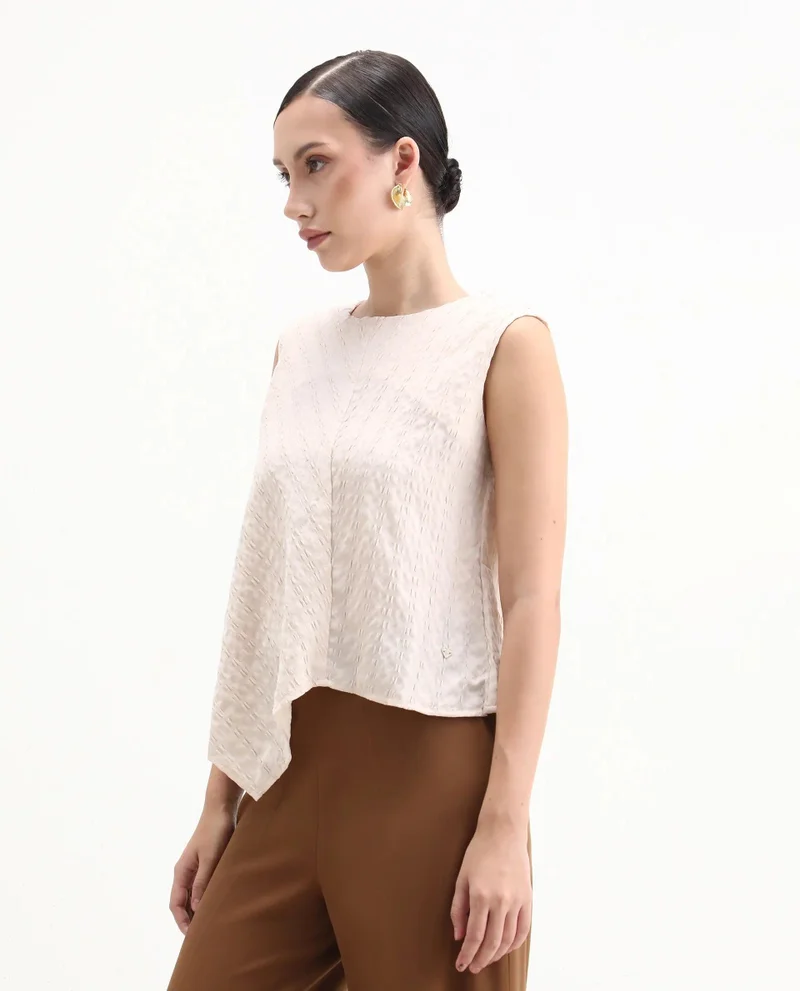 Rareism Women's Textured Fabric Sleeveless Top