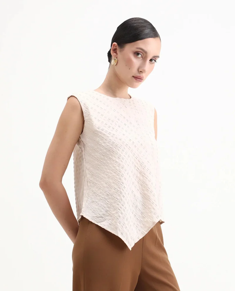 Rareism Women's Textured Fabric Sleeveless Top