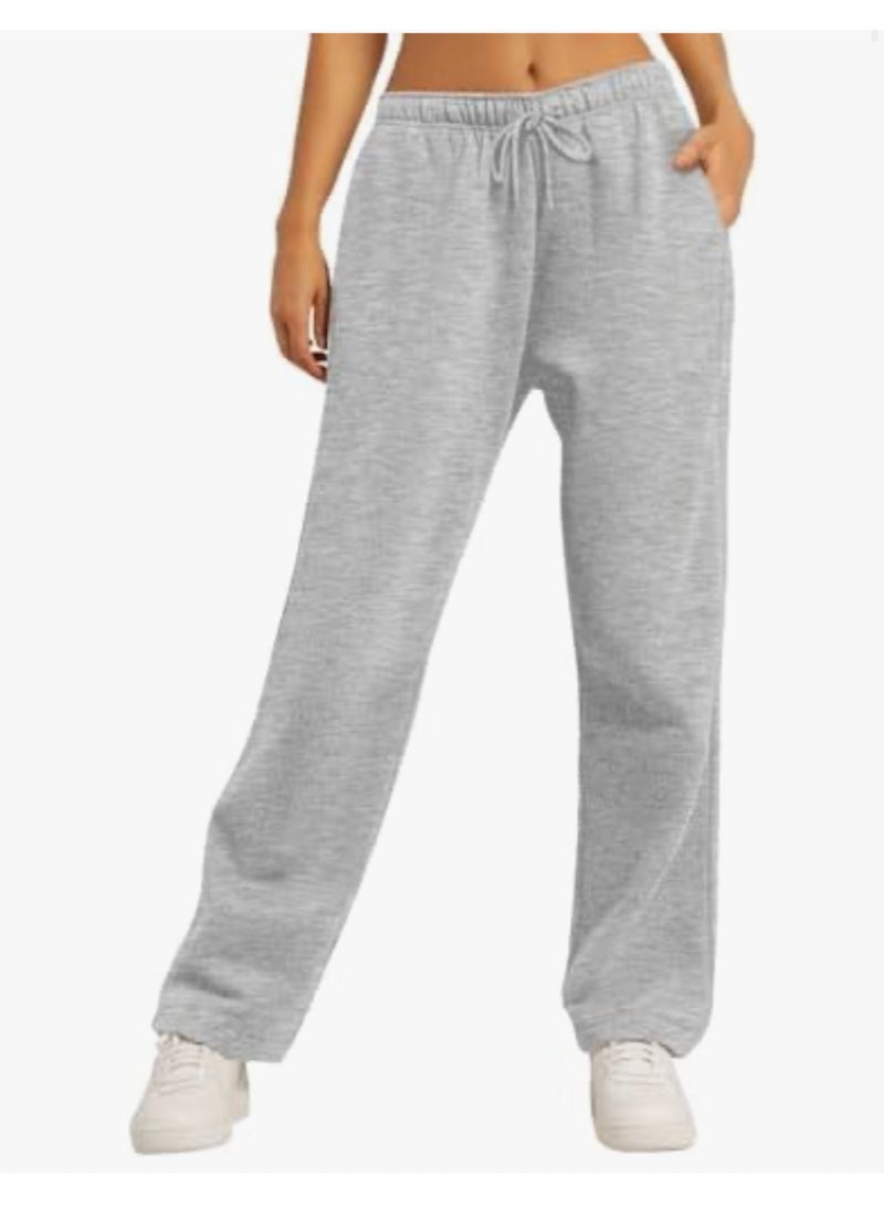 AUTOMET Women’s Fleece Lined Sweatpants, Wide Straight Leg Pants - Image 1