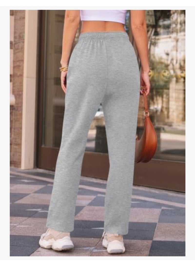 AUTOMET Women’s Fleece Lined Sweatpants, Wide Straight Leg Pants - Image 4