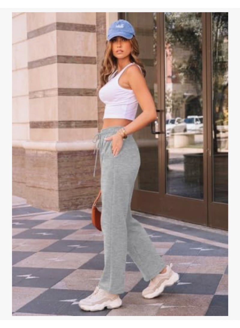 AUTOMET Women’s Fleece Lined Sweatpants, Wide Straight Leg Pants - Image 3