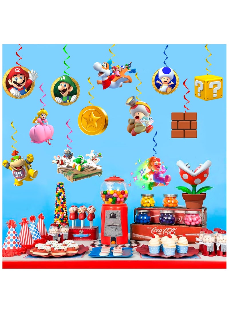 FRUITFUL PARTY Super Mario Hanging Swirls, 48pcs Super Mario Birthday Decorations Spiral, Super Mario Party Swirl Decorations - Image 5