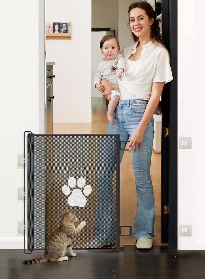 Nuvollo Retractable Mesh Pet Gate, Extra Tall 31'' Adjustable Width Up to 51/43 Inches for Doorways Stairs Hallways, Indoor Outdoor Dog Safety Barrier Net Panel (43'' Width) - Image 1