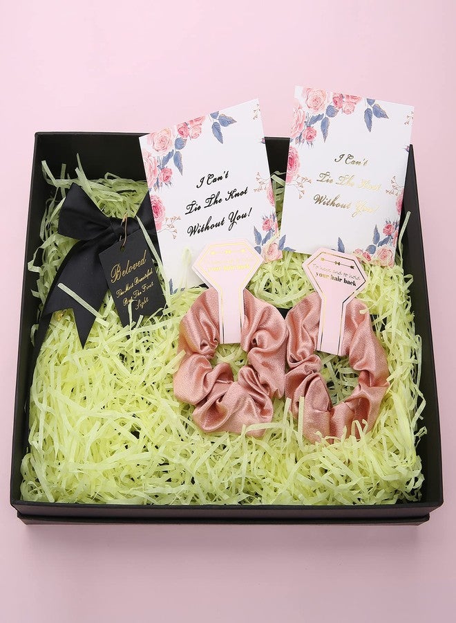 Hasoar 8pcs Satin Bridesmaid Proposal Gifts Hair Ties Hair Scrunchies Bachelorette Party Favors Satin Bridesmaid Gift for Wedding Parties (Rose gold) - Image 2