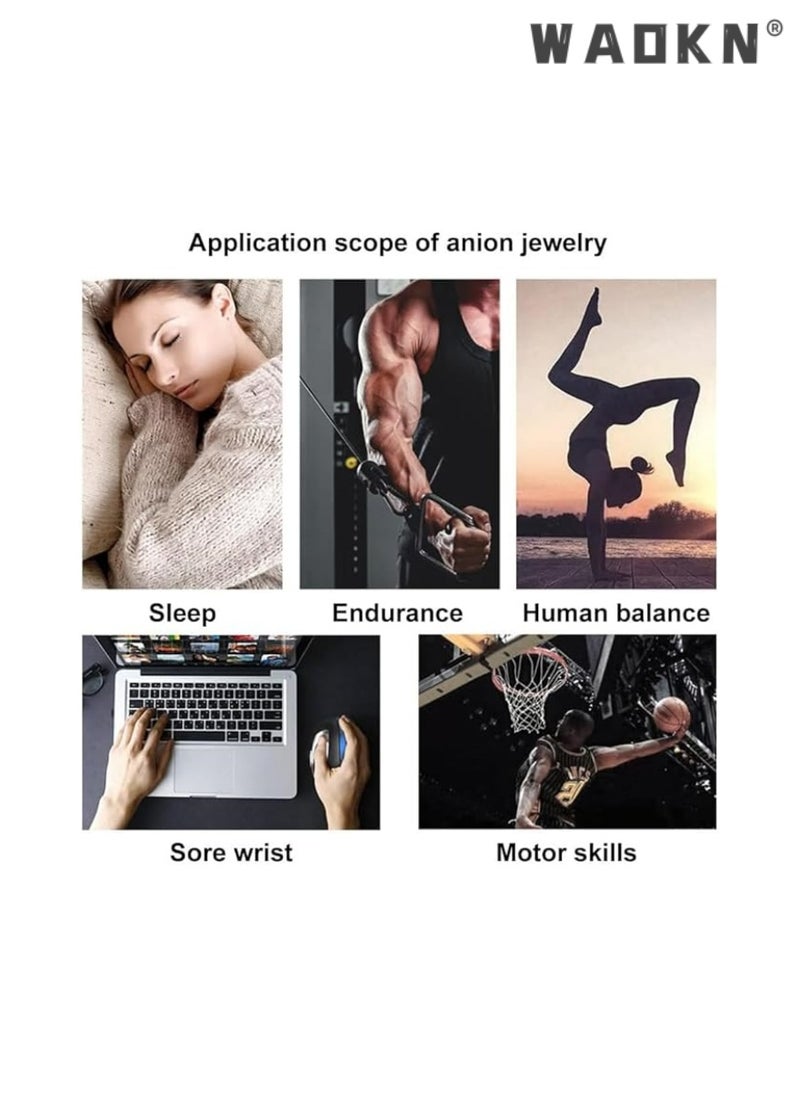 WAOKN - Anti Static Wrist Band, Wireless Rhombus Antistatic Wrist Strap, Negative Ion Silicone Outdoor Sports Energy Wristband Improve Sleep Electrostatic Removal Bracelet（Lightning pattern,Black） - Image 1