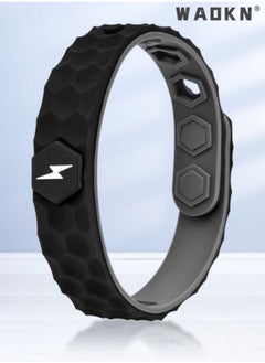 Anti Static Wrist Band, Wireless Rhombus Antistatic Wrist Strap, Negative Ion Silicone Outdoor Sports Energy Wristband Improve Sleep Electrostatic Removal Bracelet（Lightning pattern,Black）