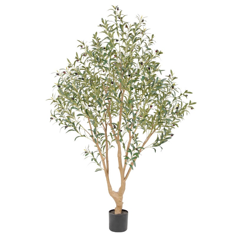 Nafresh Majestic Faux Olive Tree 6ft â€“ Artificial Olive Tree Indoor & Outdoor with Lifelike Leaves & Textured Branches for Living Room, Office, Entryway,Patio - Image 1