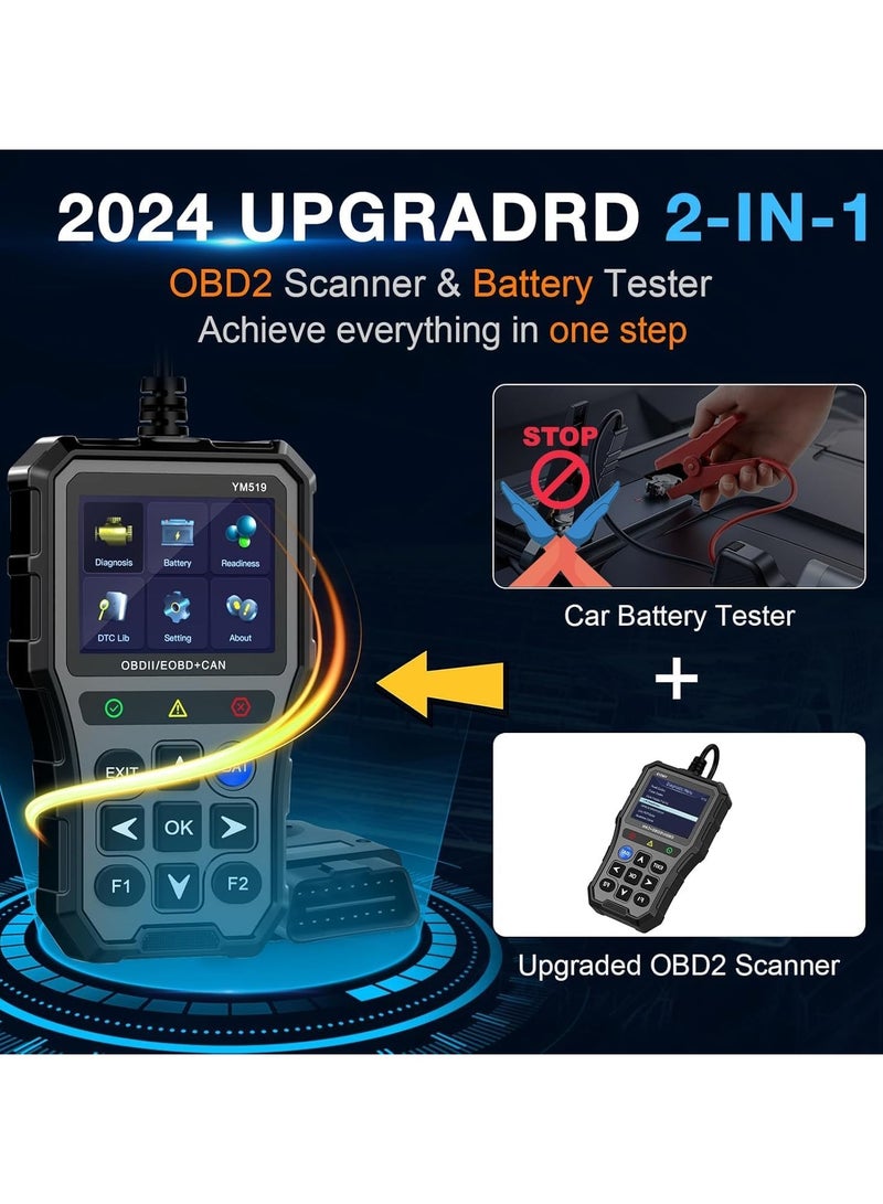 إسكدنيا OBD2 Scanner Battery Tester for Car: Color Screen Code Reader Easy Setup Clear Engine Fault Light - Diagnostic Scan Tool Read Voltage/Life for All OBD II Protocol Cars Since 1996 - Image 2