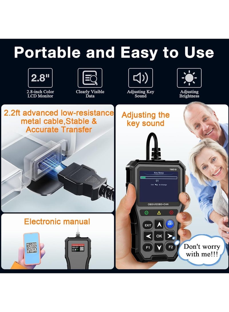 إسكدنيا OBD2 Scanner Battery Tester for Car: Color Screen Code Reader Easy Setup Clear Engine Fault Light - Diagnostic Scan Tool Read Voltage/Life for All OBD II Protocol Cars Since 1996 - Image 5