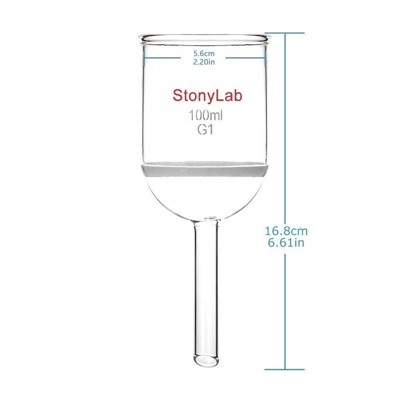 StonyLab Borosilicate Glass Buchner Filtering Funnel with Coarse Frit(G1), 56mm Inner-Diameter, 60mm Depth(100ml) - Image 3