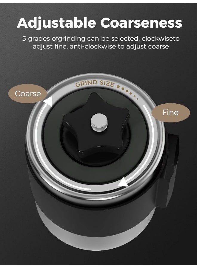 SimCoker Manual Coffee Grinder Ceramic Burrs Hand Coffee Grinder 304 Stainless Steel Compact size, Includes Cleaning Brush, Storage Pouch - Image 4