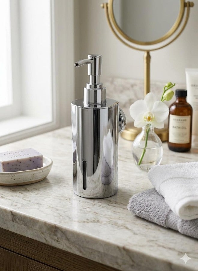 Nooks Wall-Mounted Stainless Steel Soap Dispenser with Pump, Chrome Finish, 230ml Capacity, 13 cm Height (1) - Image 1