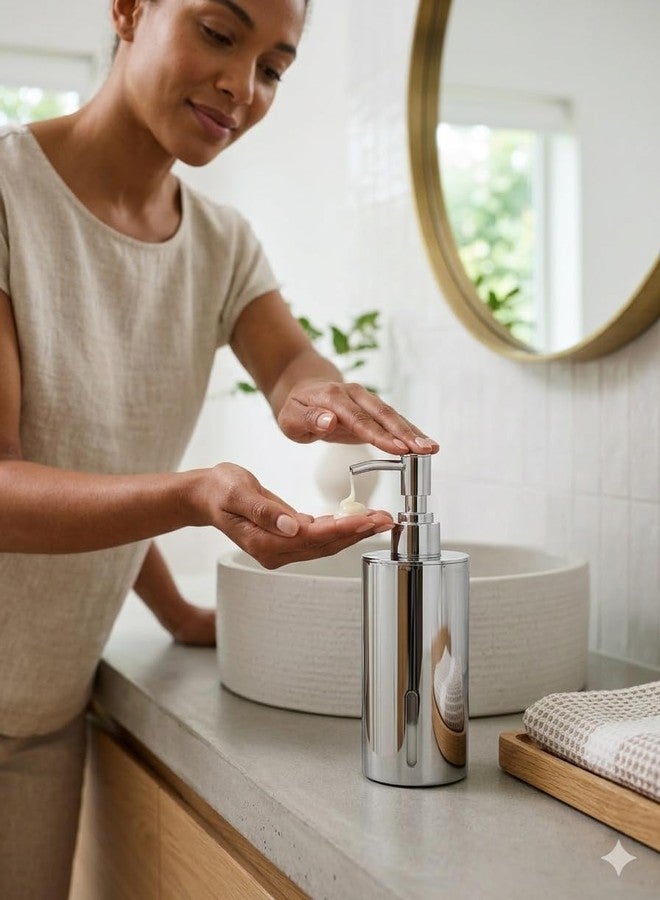 Nooks Wall-Mounted Stainless Steel Soap Dispenser with Pump, Chrome Finish, 230ml Capacity, 13 cm Height (1) - Image 4