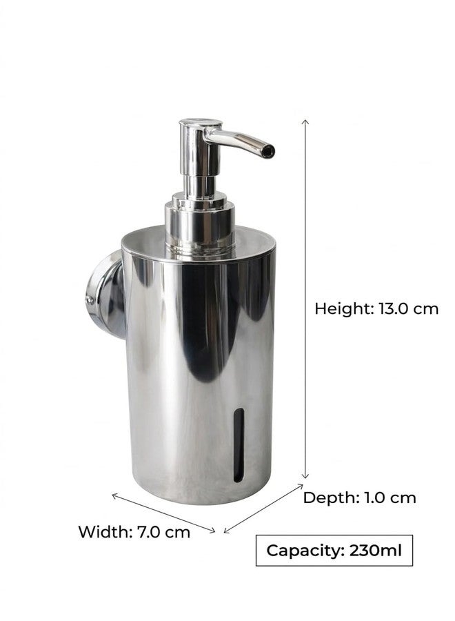 Nooks Wall-Mounted Stainless Steel Soap Dispenser with Pump, Chrome Finish, 230ml Capacity, 13 cm Height (1) - Image 2