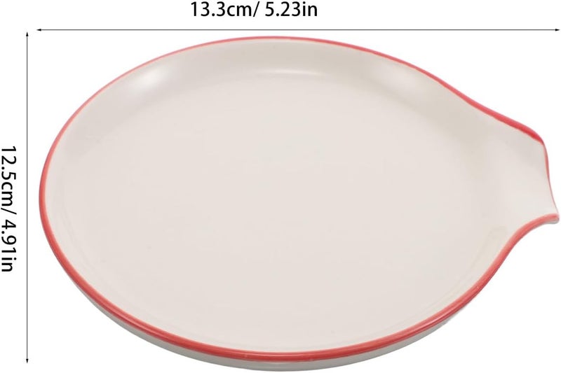 GALPADA Ceramic Coffee Spoon Rest with Red Rim Heat-resistant Kitchen Utensil Holder for Coffee and Tea Spoons for Espresso Station - Image 2