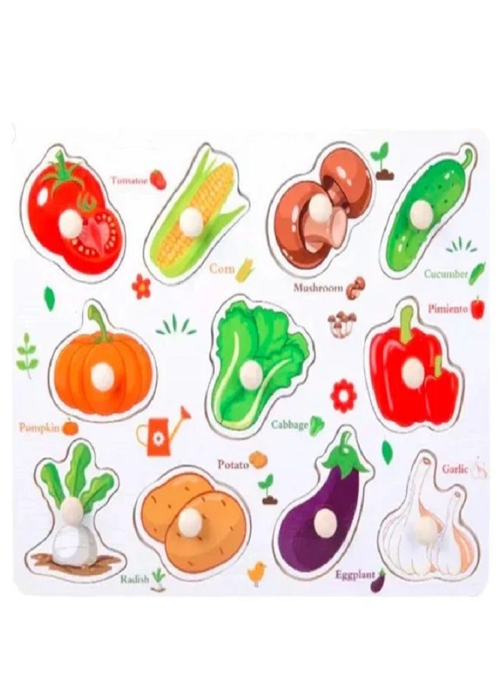 Vegetable Shape Puzzles Wooden Board Toys for Kid Toddlers Boy Girls  - Image 2