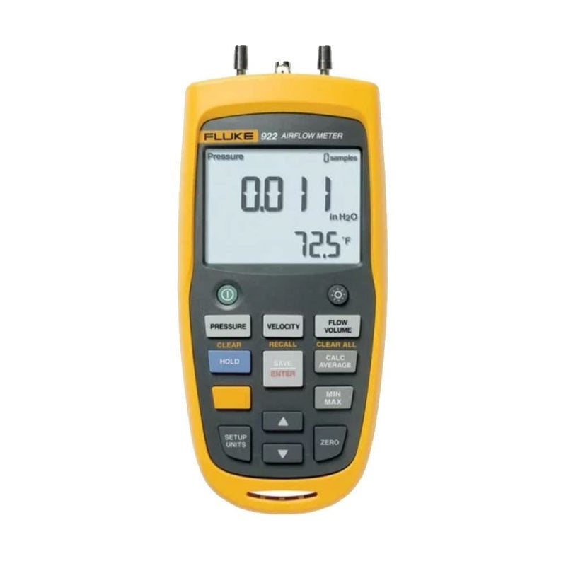 Fluke 922 Airflow Micromanometer with Bright Backlit Display, +/- 0.6 psi Pressure, 16000 fpm Velocity, 99999 cfm Volume - Image 1