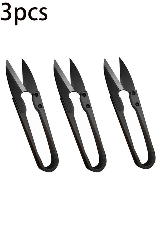 Ailily 3PCS Sewing Scissors Set - U Sewing Scissors Clippers - Embroidery Yarn Scissors Mini Thread Sewing Cutter - Yarn Fishing Mini Small Snips T Nipper - DIY Supplies - Black  - Image 1