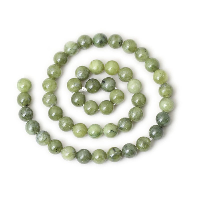 CHEAVIAN 45PCS 8mm Natural Taiwan Green Jade Round Loose Beads for Jewelry Making DIY Bracelet Necklace Materials 1 Strand 15" - Image 2