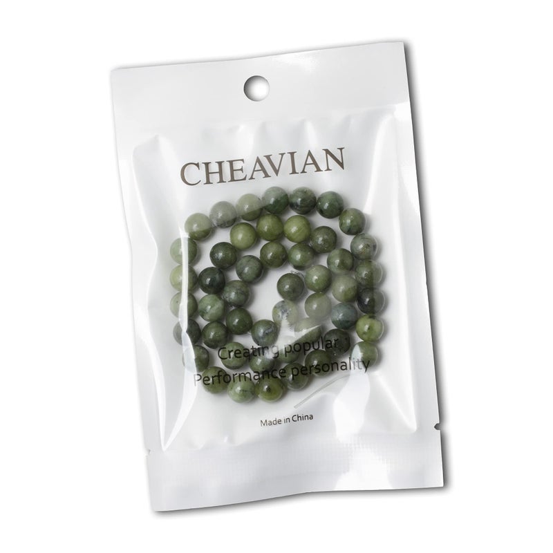 CHEAVIAN 45PCS 8mm Natural Taiwan Green Jade Round Loose Beads for Jewelry Making DIY Bracelet Necklace Materials 1 Strand 15" - Image 5