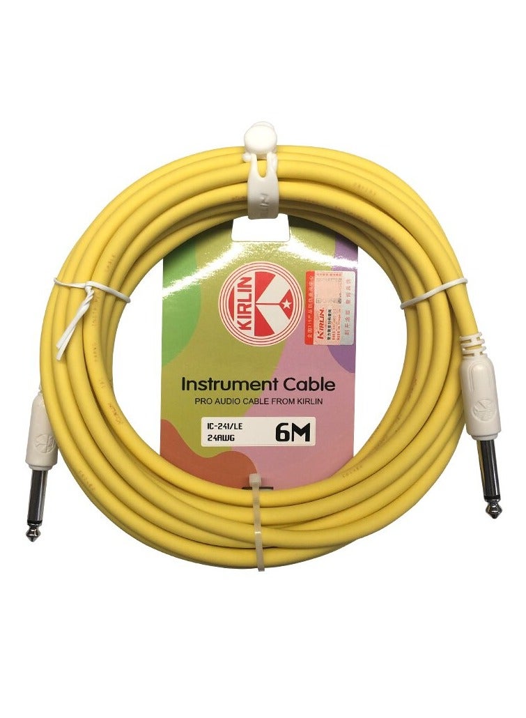 Generic 6M Guitar Cable – Dual Straight Plugs, Model IC-241, Macaron Colors, For Guitar & Bass  - Image 1