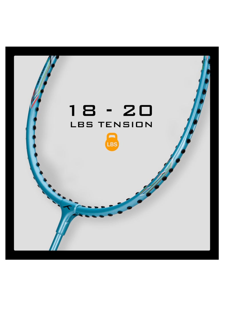 HUNDRED Powertek 200 PRO Badminton Racquet with Head Cover (Size: Standard, Grip Size:G5) | Strung | Material: Aluminium | For Intermediate Players | Weight: 95 grams | Maximum String Tension - 18-20lbs - Image 3