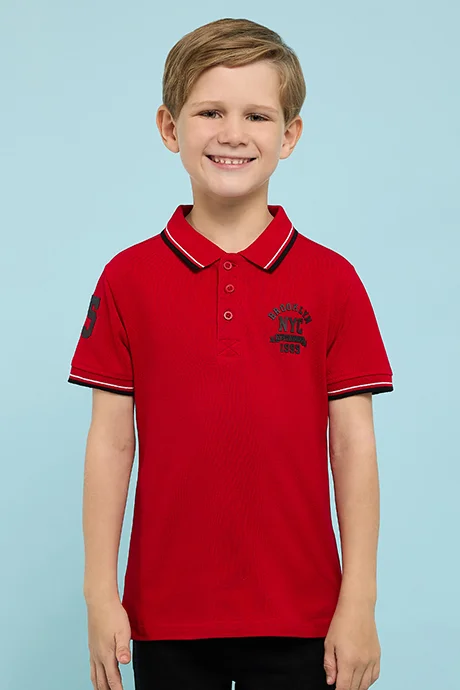 R&B Print Detail Polo T-Shirt with Short Sleeves