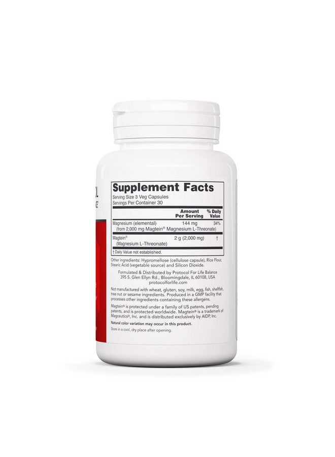 Protocol For Life Balance Magtein Supports Nervous System And Cognitive Function With Enhanced Absorption Formula 90 Veg Capsules - Image 2