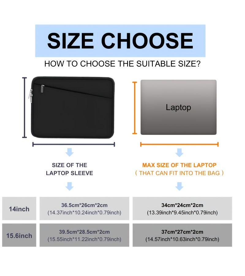 Black 15.6 Inch Laptop Sleeve Notebook PC Protective Bag for Business Commute - Image 3