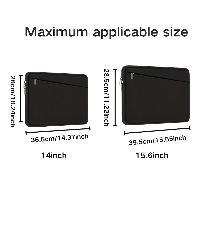 Black 15.6 Inch Laptop Sleeve Notebook PC Protective Bag for Business Commute - Image 2