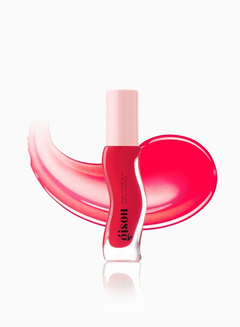 GISOU Honey Infused Lip Oil Strawberry Sorbet - Sheer Pinky Red, 8 ml - Image 1
