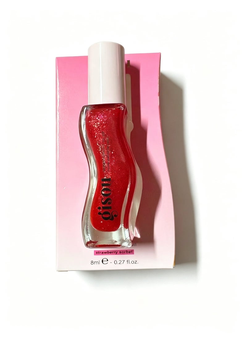 GISOU Honey Infused Lip Oil Strawberry Sorbet - Sheer Pinky Red, 8 ml - Image 2