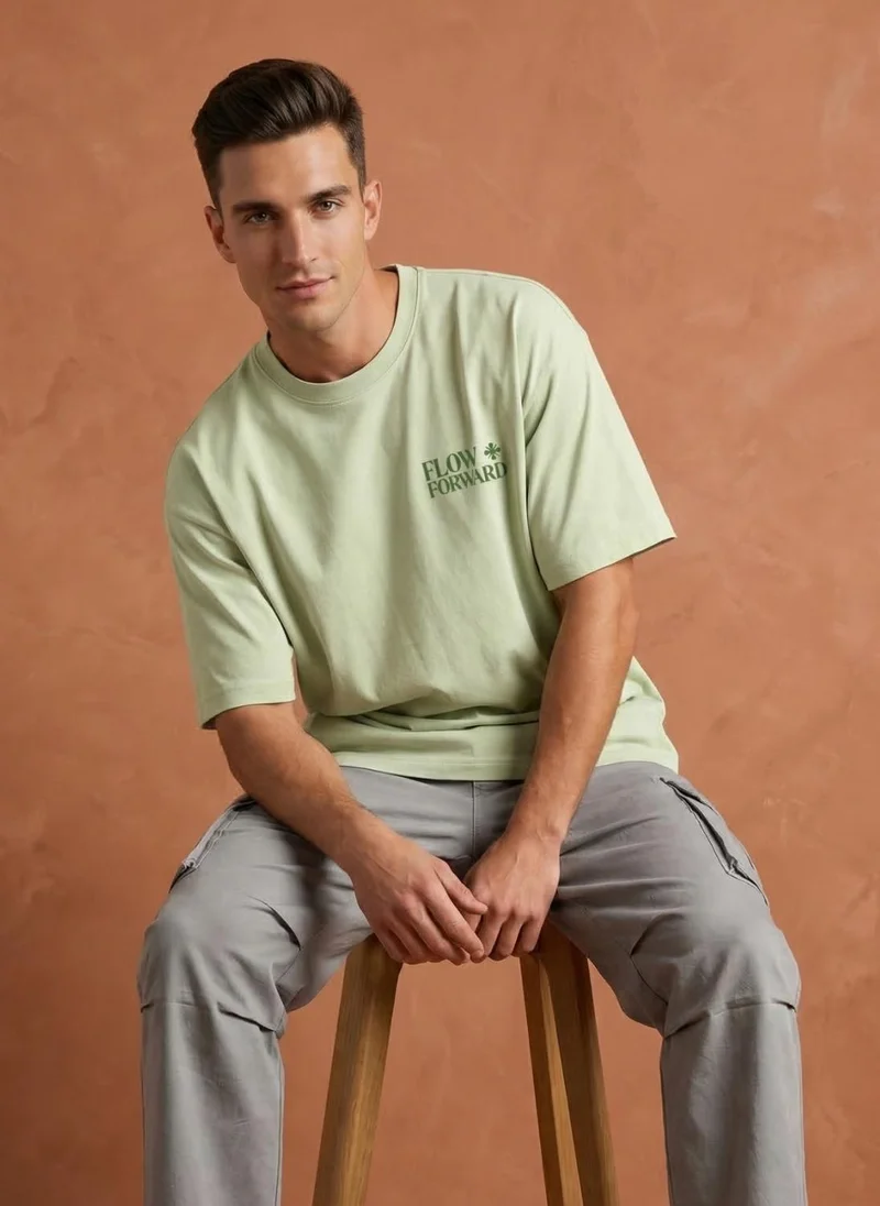 نوبيرو Men Oversized Printed T-shirt