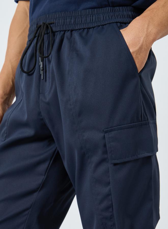 Take Two Men Navy Cargo Pants with Drawstring - Image 3